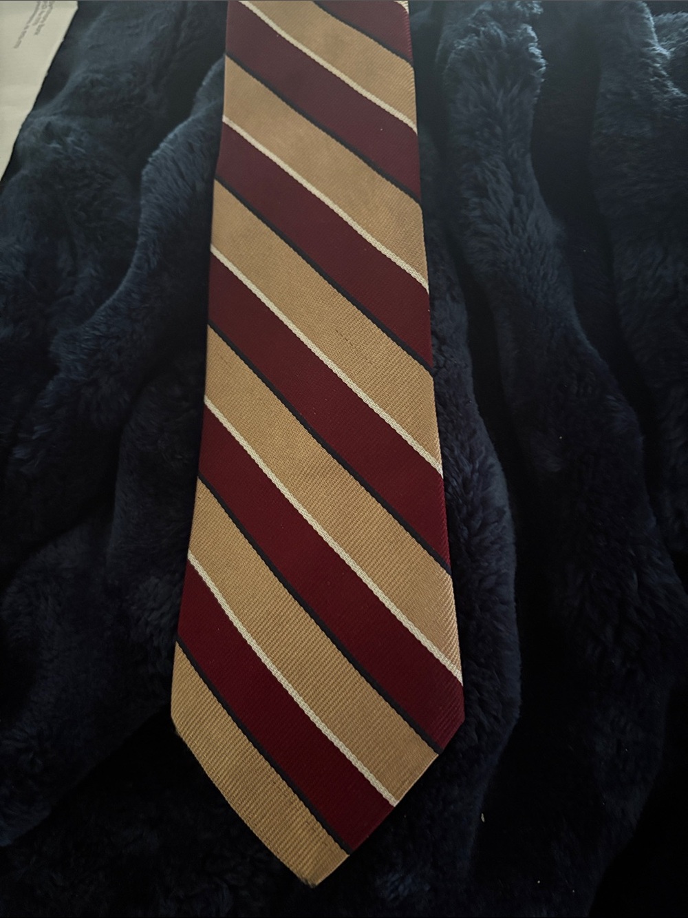Jos. A. Bank Burgundy and Tan Striped Men's Tie
